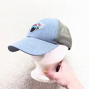 Bear Dance Trucker Hat Mens OS Blue Green Bear Paw Mountain Snapback Mesh Cap